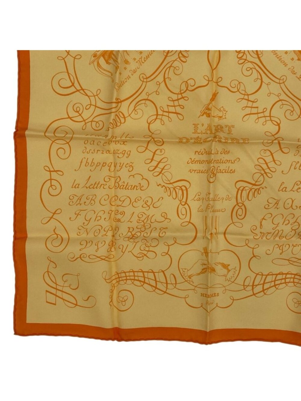 Hermes Scarf Silk Lart Decrire Calligraphy Art Yellow - Picture 4 of 8